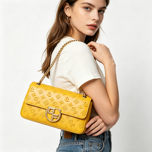 Elegant Women's Zipper <b>Shoulder</b> <b>Bag</b> New Style PU Chain <b>Strap</b> Detachable Metal Accessories Fashionable Daily Party Handbag - Product Image 2