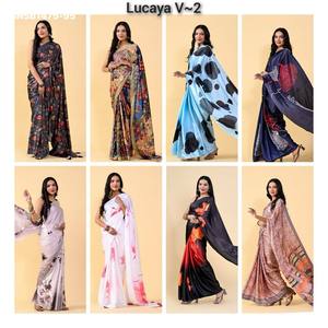 Beautiful Japan <b>Satin</b> Silk with Kalamkari & Floral Print <b>Saree</b>- Silk Blouse Collection Supplier from India Wholesale Supply - Product Image 4