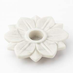 Support de bougie en marbre blanc en forme de fleur, fait main, pour table de salle à manger, décoration festive - Product Image 4