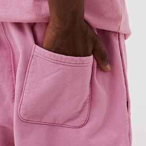 Pantalones Cortos de Algodón Rosa para Hombre, de Color Sólido, Cintura Elástica, Casuales, de Verano, Transpirables, Tejido de Punto, Corte Medio - Product Image 5