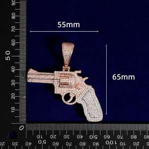 Colgante de Pistola Hip Hop Personalizado con Diamantes Moissanite VVS Estilo Iced para Hombre, Chapado en Rodio, Venta al por Mayor - Product Image 3