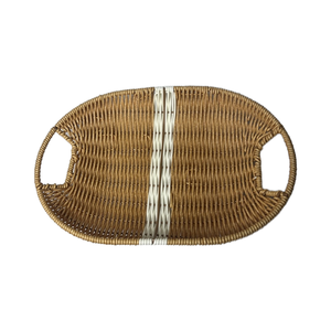 Yiqiang Cesta de Mimbre Tejida a Mano con Asas para Frutas, Bandeja de Almacenamiento para el Hogar y Sala de Estar, Cesta de Mimbre Tejida con Doble Asa - Product Image 1