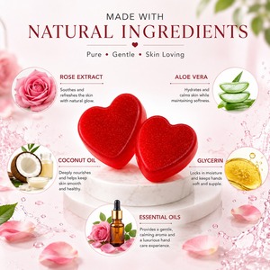 Jabón de glicerina hecho a mano en forma de corazón rojo para todo tipo de piel, tamaño regular, jabón sólido para adultos - Product Image 2