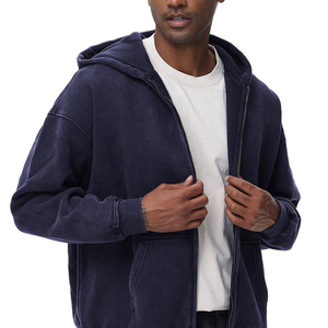 High Quality Acid Wash Men's Heavyweight Full <b>Zip</b> Hoodie Modern Streetwear Tracksuit OEM Custom Manufacturing Service - Product Image 5