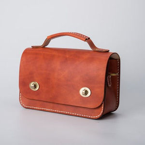 Genuine Leather Small Shoulder Handbag Handmade Cowhide <b>Purse</b> Water Resistant Embroidery <b>Zip</b> Closure for Daily Travel - Product Image 1