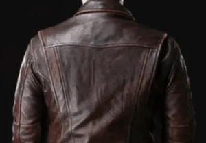 Veste de moto en cuir véritable marron pour homme, col rabattu, fermeture éclair, style motard, vêtement d'automne - Product Image 5