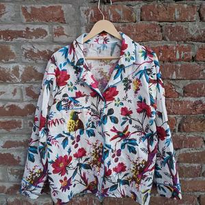 Pijamas para Adultos con Estampado de Aves, Conjunto de Pijama de Algodón Puro, Ropa de Dormir Transpirable con Cierre de Cordón, Traje de Dormir para Todas las Estaciones - Product Image 1