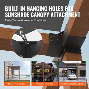 Kit staffa angolare a 4 vie resistente 2 pezzi Post-Base per legno per facile installazione travi in legno per esterni Pergola Hardware per esterni - Product Image 4