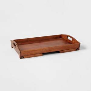 Plateau de service écologique en bois de mangue et d'acacia avec poignées, à un seul niveau, compatible lave-vaisselle, design moderne, grande capacité - Product Image 1