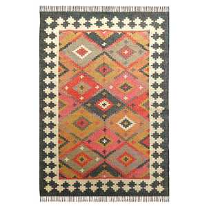 Tapis kilim en jute et laine tissés à la main, écologiques et abordables, pour salon, chambre et bureau - Product Image 3