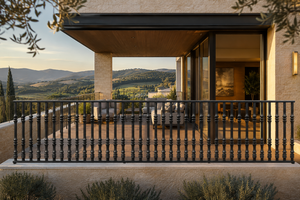 Rampe de balcon décorative en fer forgé noir traditionnel - Résistante à la rouille, à l'eau et aux UV - Pour escalier, jardin, extérieur, villa - Product Image 6