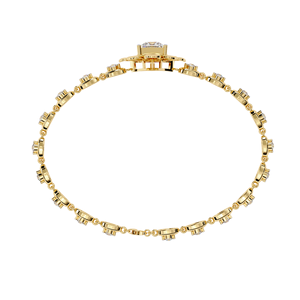 Designer 1 CT Princess Cut Lab Grown Diamond 14k <b>Solid</b> <b>Gold</b> Princess and Round Brilliant Cut Tennis Bracelet Fine Jewelry Women - Product Image 4