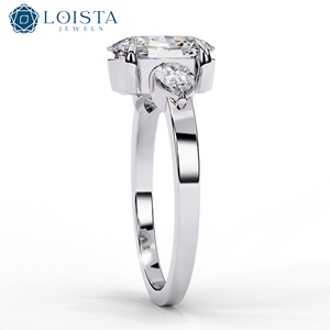 lab grown diamond oval <b>solitaire</b> engagement <b>ring</b> for women <b>silver</b> & Gold side stone custom lab created diamond jewelry - Product Image 3