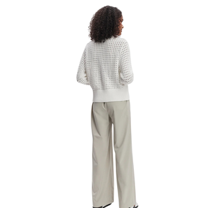 Suéter de punto para mujer, casual, de manga larga, cuello redondo, con botones, top de otoño, superventas, a la moda, suéter hueco para dama, ropa exterior - Product Image 6