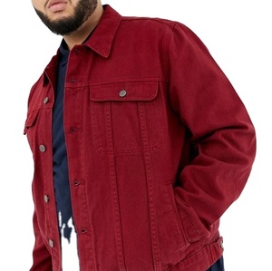 Custom Design Denim Jackets Winter Heavy Weight Warm <b>Jean</b> Jackets Wholesale Street Wear Fashion Breathable Denim Jacket <b>Red</b> Dyed - Product Image 4