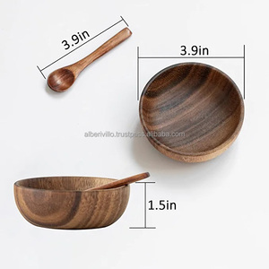 High Quality Sustainable Wooden Salad Serving <b>Bowl</b> <b>Set</b> Eco-Friendly Commercial Food Use Light Weight Organic Shapes Directly - Product Image 5