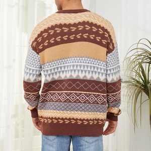 Best Selling Men's Wool/Acrylic Solid Winter Breathable Reflective Printing Knitted Hole <b>Pullover</b> <b>Sweaters</b> Front Logo Custom - Product Image 4