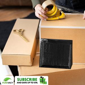 Confezione di bollettini neri Glamour in metallo 7.25x7 200 buste imbottite imbottite con chiusura automatica per piccole imprese carine Mailing - Product Image 6