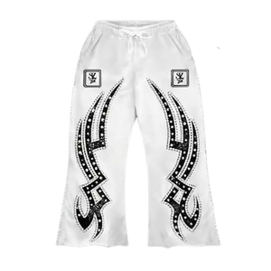 Custom Plus Size Mens Trending Flame Print Tracksuit Hooded Sweatshirt With Drawstring Pants Unisex Street Wear Spring OEM ODM - Product Image 4