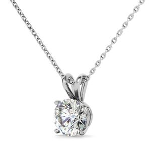 Colgante clásico de diamante redondo brillante cultivado en laboratorio con engaste de 4 puntas, colgante de oro de 18k para mujeres y niñas. - Product Image 2