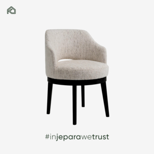 Modern Minimalist Solid Teak Mahogany <b>Dining</b> <b>Chair</b> with Linen Upholstered Seat Eco-Friendly for Commercial & Residential Use - Product Image 1