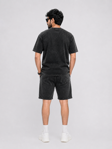 Men Acid Wash Summer <b>Set</b> Vintage Washed Two Piece Outfit Short Sleeve T Shirt And Matching Shorts Lightweight Breathable Casual - Product Image 2