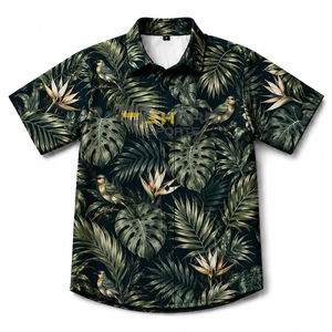 Chemises Hawaïennes Personnalisées à Imprimé Feuilles Florales, Sublimation, Polyester Respirant, Chemises Tropicales pour Vacances d'Été - Product Image 1