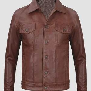 Veste en cuir pour homme au design personnalisé et tendance, avec col montant et logo sur le devant, fabriquée au Pakistan, veste d'hiver pour hommes et motards - Product Image 3