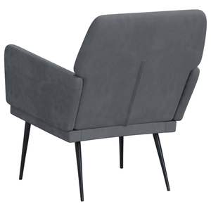 Fauteuil en velours gris foncé 100% polyester pour salon avec structure en métal et contreplaqué standard - Product Image 5