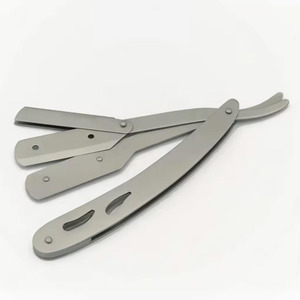 High Quality Custom Logo Stainless Steel Barber <b>Men</b> Shaving <b>Razors</b> Slide out Blade Black Color Cut Throat <b>Razor</b> - Product Image 6
