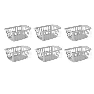 Cesto per biancheria rettangolare in plastica Soft Silver da 1,5 bushel, confezione da 6 - Product Image 1
