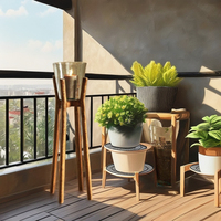 Rak Tanaman Kayu Mangga Buatan Tangan Modern Tahan Korosi Dekorasi Rumah Taman Dalam & Luar Ruangan Pot Tanaman Rak Bunga Hotel Kantor