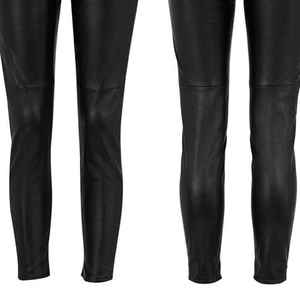 Pantalones de Cintura Alta para Mujer Talla Grande, Estilo Motero, Ajustados, de PU Negro, con Cintura Elástica, Largos, para Otoño - Product Image 3