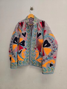 Handcrafted Premium Quality Rajasthani Heritage Luxury Artisanal Hand-Embroidered Cotton <b>Jacket</b> for Women Cotton Quilted Coat - Product Image 2