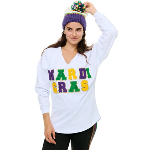 Camiseta de manga corta con cuello redondo para mujer, estilo Mardi Gras, con estampado en relieve, de algodón, casual, de corte regular, blanca, bordada, estilo urbano, de verano, color liso. - Product Image 5