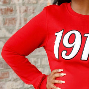 เสื้อสเวตเตอร์คอกลม 1913 Script Chenille สีดำ ผ้าฝ้ายพรีเมียม สำหรับชมรมนักศึกษากรีก DST Delta เสื้อลำลองสำหรับฤดูหนาว - Product Image 4