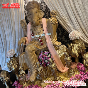 Mariage indien seigneur Ganesha danse Statue aspect bois FRP Ganesha Statue pour décoration danse Pose Ganesha pour mariage - Product Image 3
