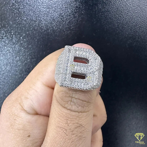Luxury Letter B Moissanite Diamond <b>Ring</b> For <b>Men</b> White Gold Hip Hop Iced Out Jewelry - Product Image 3