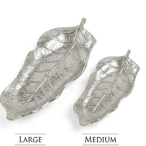 Premium Leaf Shape Metal <b>Serving</b> Tray <b>Set</b> Decorative Chocolate & Dry Fruit Platter Silver Snack Display <b>Dish</b> - Product Image 1