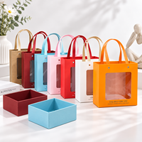 Ensemble de boîte cadeau personnalisée et sac fourre-tout avec fenêtre en PVC, emballage cadeau en papier de luxe pour mariage, cadeau d'anniversaire, vente en gros