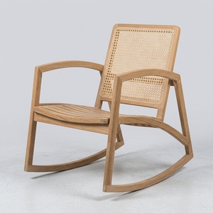 Fauteuil à bascule de luxe en teck naturel pour salon d'hôtel, robuste et moderne, idéal pour projets hôteliers, livraison directe FCL - Product Image 3