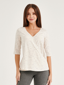 Haut d'allaitement Bmama à manches 3/4 avec boutons sur le devant, chemise de grossesse décontractée, vêtements d'allaitement, vente en gros OEM - Product Image 1