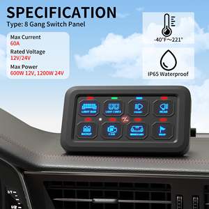 <b>RGB</b> LED 8 Gang Switch Panel Kit <b>Control</b> Relay System With Automatic Dimmable For Automotive Use - Product Image 6