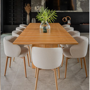 Juego de Comedor de Madera Maciza con 8 Sillas, Muebles de Lujo Escandinavos Modernos y Minimalistas - Product Image 1