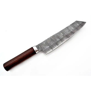 Cuchillo de Chef Personalizado Hecho a Mano por Burraq Ecommerce, Hoja de Acero de Damasco de 7 Pulgadas y 3.0 mm de Grosor, Mango de Madera, Funda de Cuero - Product Image 4