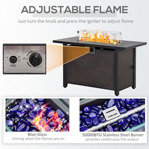 Braciere a Propano in Vimini Intrecciato da 43 Pollici con Accensione Automatica, Protezione Antivento in Vetro e Fiamma Blu per Esterni - Product Image 6