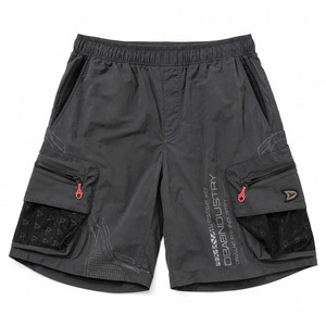 Shorts cargo California Custom Graphite Techwear pour homme, coupe décontractée, nylon, style streetwear Y2K, avec poches en mesh et impression réfléchissante - Product Image 2