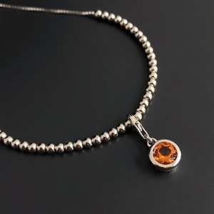 Bracelet à breloques en argent sterling avec pierre de naissance de novembre, citrine, cadeau pour femme - Product Image 1