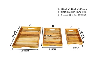 Ensemble de plateaux rectangulaires en bois peints à la main, écologiques, de luxe, personnalisés, avec poignées durables, pour servir des aliments et des boissons lors de fêtes à domicile - Product Image 2