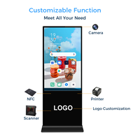 Écran publicitaire numérique LCD sur pied de 65 pouces avec système d'exploitation Android en option, menu numérique, Wi-Fi et Bluetooth
